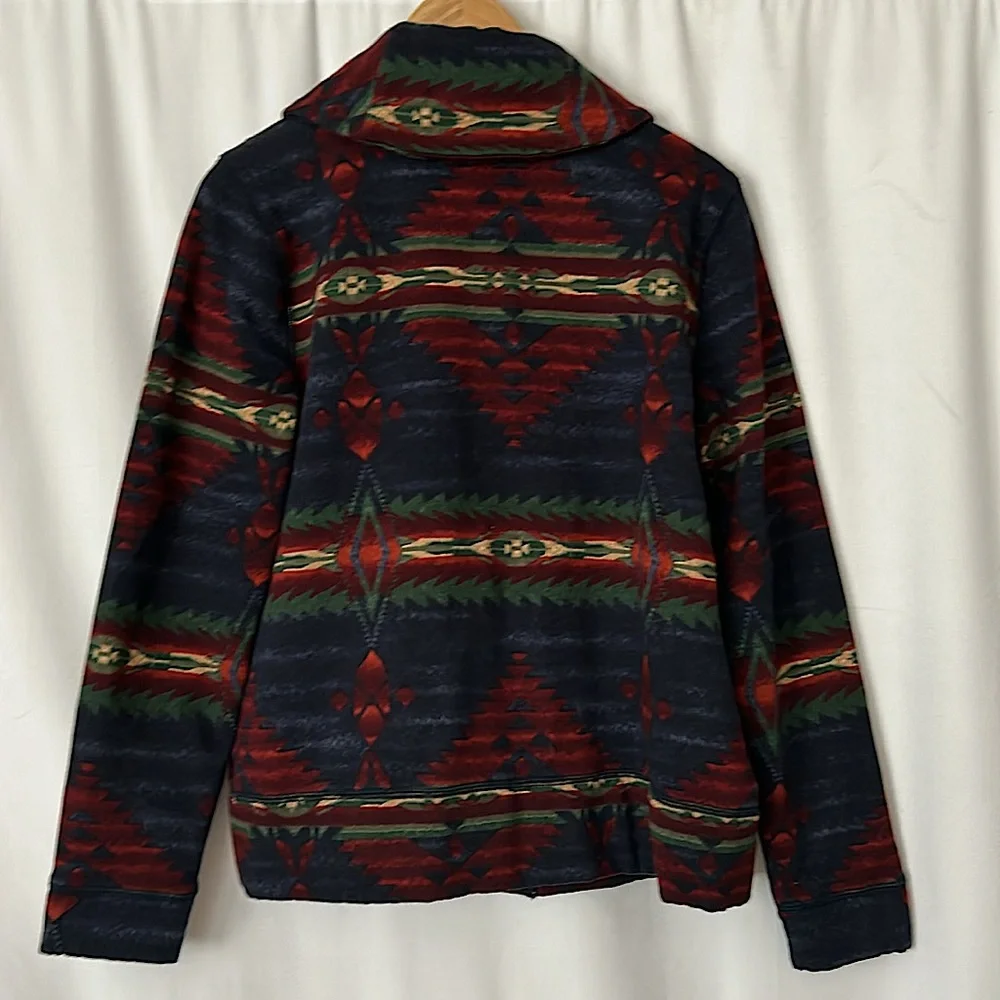Lauren Ralph Lauren Dark Blue Aztec Print Long Sleeve Jacket Coat **Size L**🌺🌺 - Picture 2 of 4